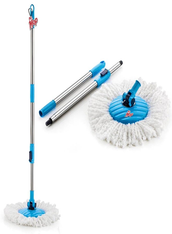 Mr. Mop Mr.Mop 360 Degree Spin Universal Stick Rod with 1 Microfiber Refill / Magical Extendable Handle Pocha for Floor Cleaning - Mop Rod Set (Blue) - Image 1